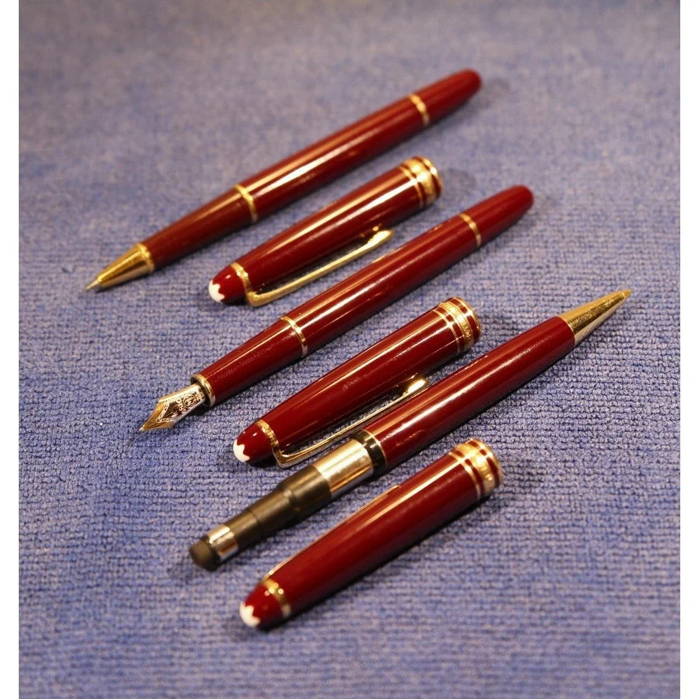 VTG Montblanc Meisterstuck Burgundy Set of 3 Fountain Pen-Ballpoint pen-Pencil
